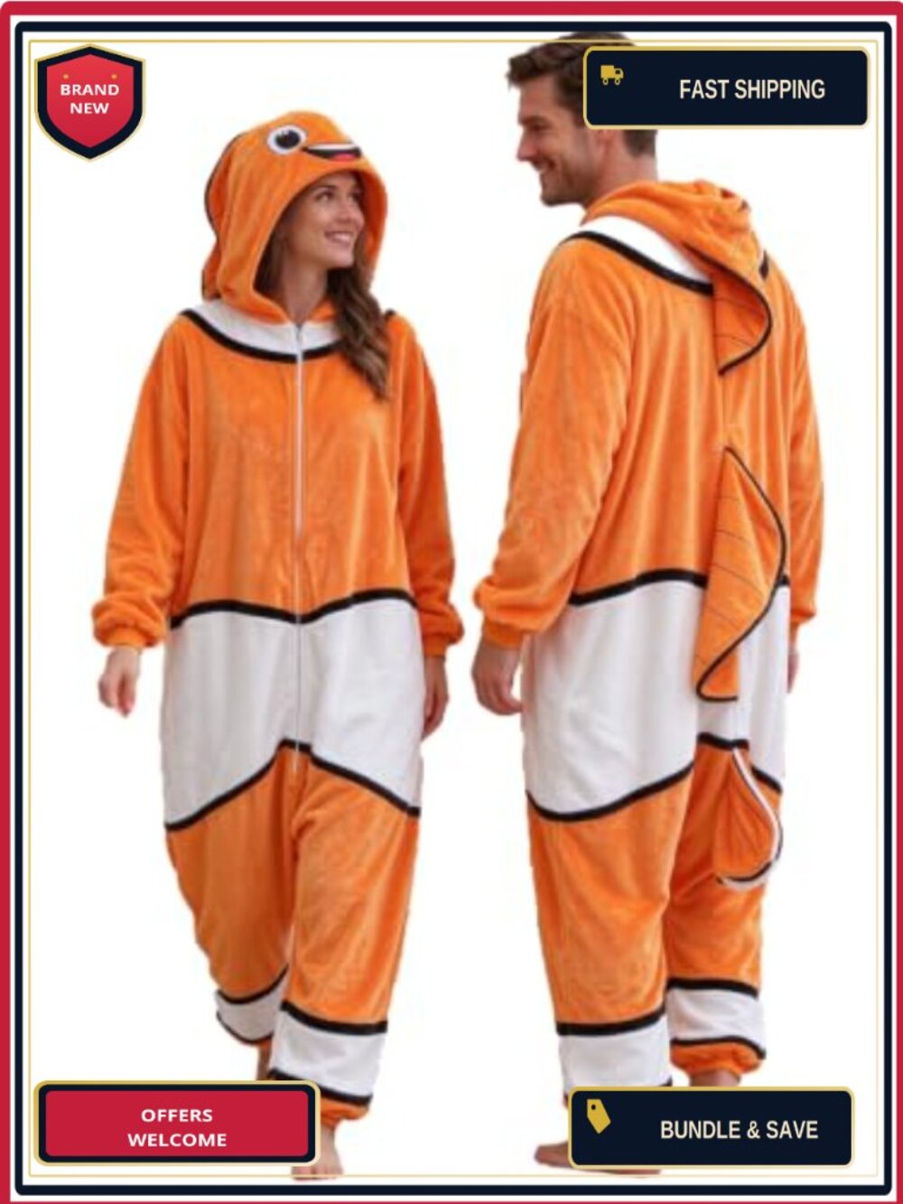Flannel Fish Costume Adult Onesie Animal Halloween Pajama